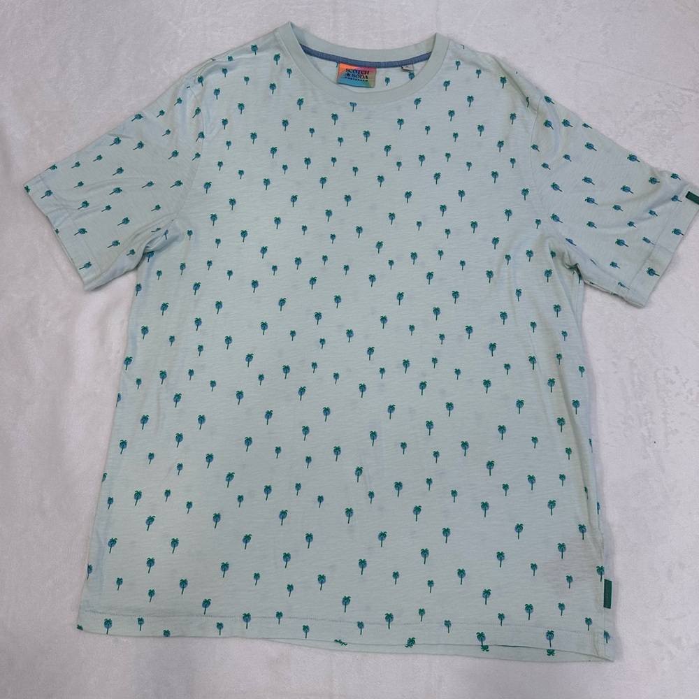 Scotch and Soda Men's Size XL Palm Tree Graphic T-Shirt Crewneck Short Sleeve